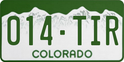 CO license plate 014TIR