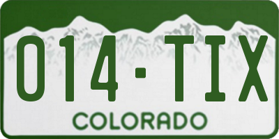 CO license plate 014TIX