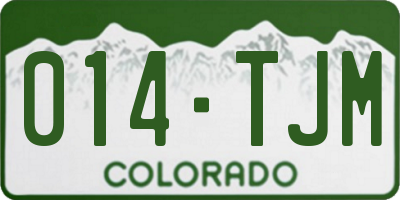 CO license plate 014TJM