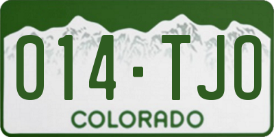 CO license plate 014TJO