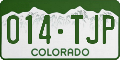 CO license plate 014TJP