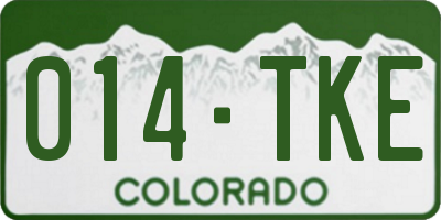 CO license plate 014TKE