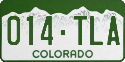 CO license plate 014TLA