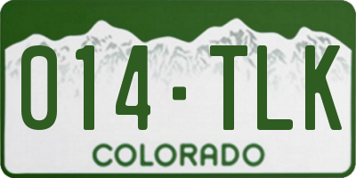 CO license plate 014TLK