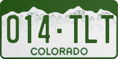 CO license plate 014TLT