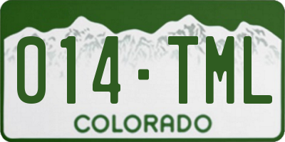 CO license plate 014TML