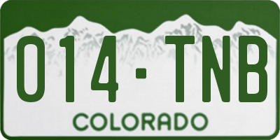 CO license plate 014TNB