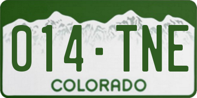 CO license plate 014TNE