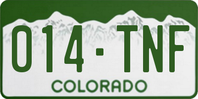 CO license plate 014TNF