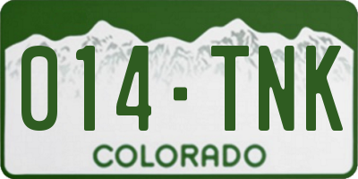 CO license plate 014TNK