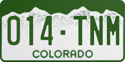 CO license plate 014TNM