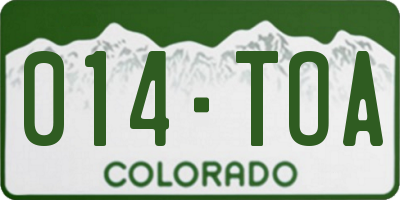 CO license plate 014TOA