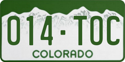 CO license plate 014TOC