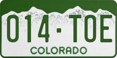 CO license plate 014TOE