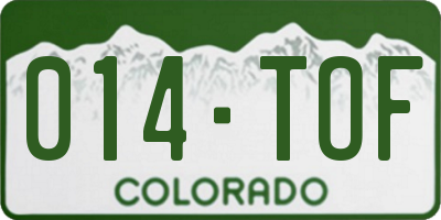 CO license plate 014TOF