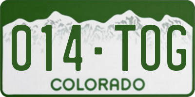 CO license plate 014TOG