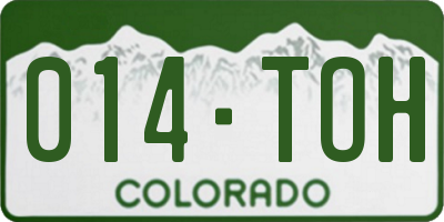 CO license plate 014TOH