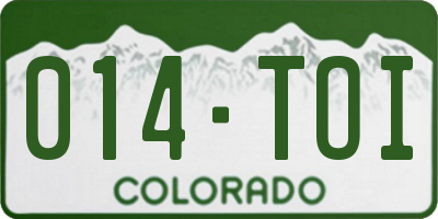 CO license plate 014TOI