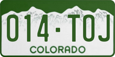 CO license plate 014TOJ