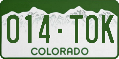 CO license plate 014TOK