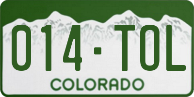 CO license plate 014TOL