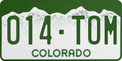 CO license plate 014TOM