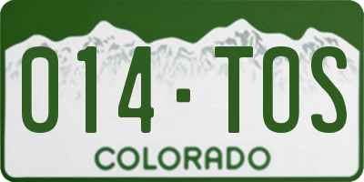 CO license plate 014TOS