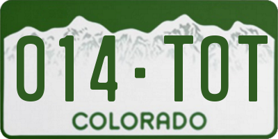 CO license plate 014TOT