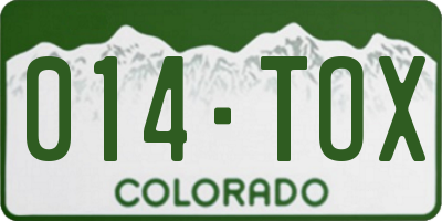 CO license plate 014TOX