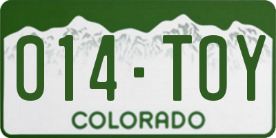 CO license plate 014TOY