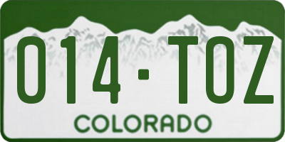 CO license plate 014TOZ