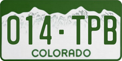 CO license plate 014TPB