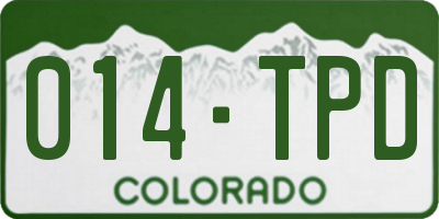 CO license plate 014TPD