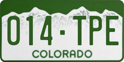 CO license plate 014TPE