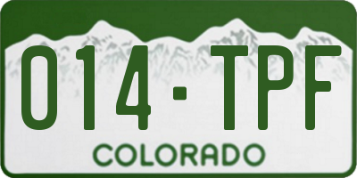 CO license plate 014TPF