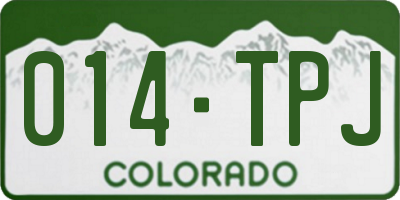 CO license plate 014TPJ