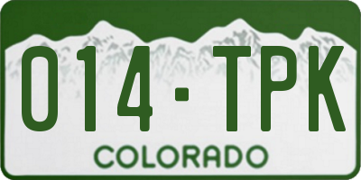 CO license plate 014TPK