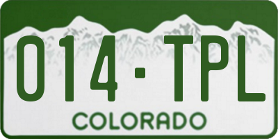 CO license plate 014TPL