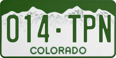 CO license plate 014TPN