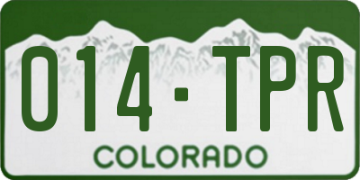 CO license plate 014TPR