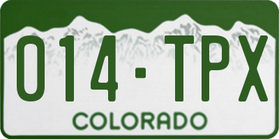 CO license plate 014TPX