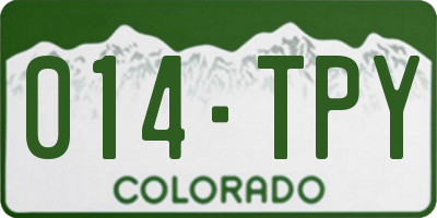 CO license plate 014TPY