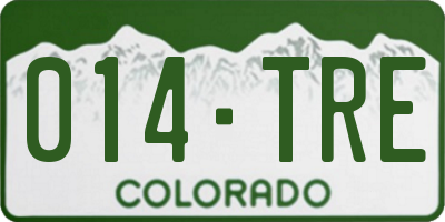 CO license plate 014TRE