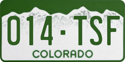 CO license plate 014TSF