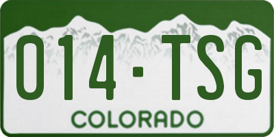 CO license plate 014TSG