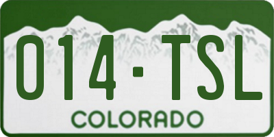 CO license plate 014TSL