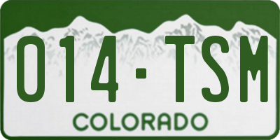 CO license plate 014TSM