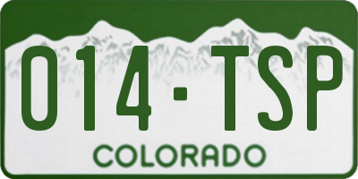 CO license plate 014TSP