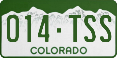 CO license plate 014TSS