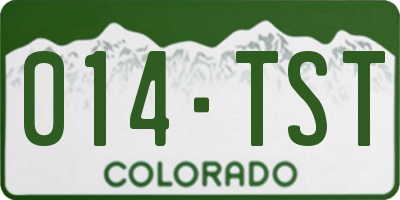 CO license plate 014TST